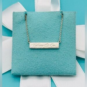 Tiffany & Co SS Retired “Tiffany & Co” Notes Horizontal Bar Necklace 16” EUC